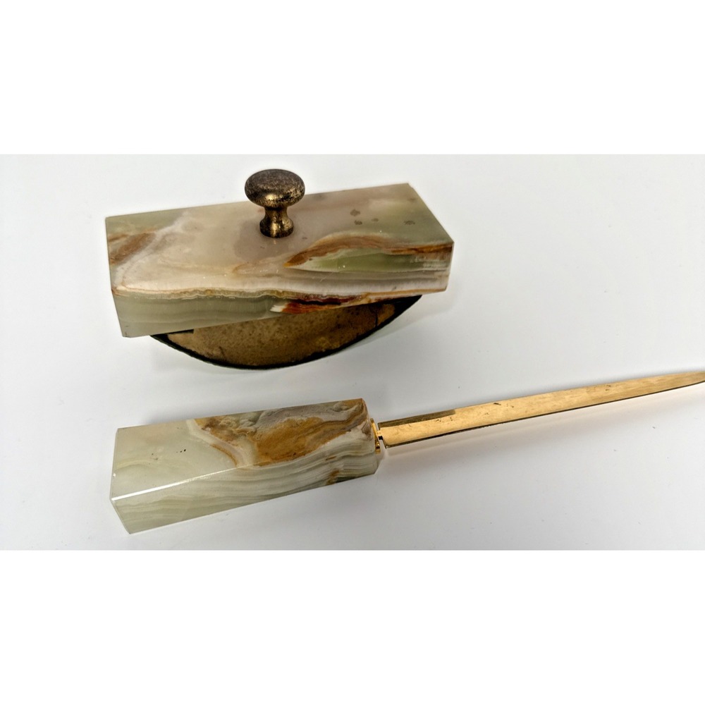 Onyx Italian Marble Rocker‎ Desk Ink Blotter & Letter Opener - Picture 3 of 14